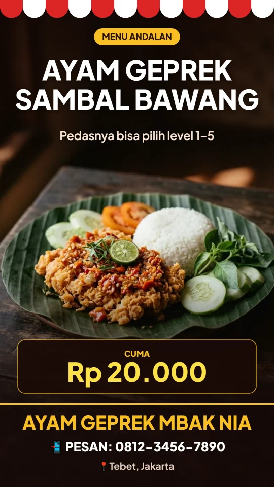 Contoh desain Menu Andalan (Ayam Geprek Mbak Nia)